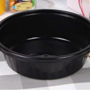 Tray-GMP QR195-S(61) Black – 1,050ml Round Disposable Plastic Bowl, Compatible with Film Sealing or Lid