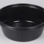 Tray-GMP QR195-M(73) Black – 1,250ml disposable round plastic bowl, compatible with sealing film or lid