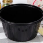 Tray-GMP QR195-XL(104) Black – 1,800ml disposable round plastic bowl, compatible with sealing film or lid