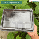 Black 5-Compartment Plastic Food Tray – LID-5 COMPARTMENT B